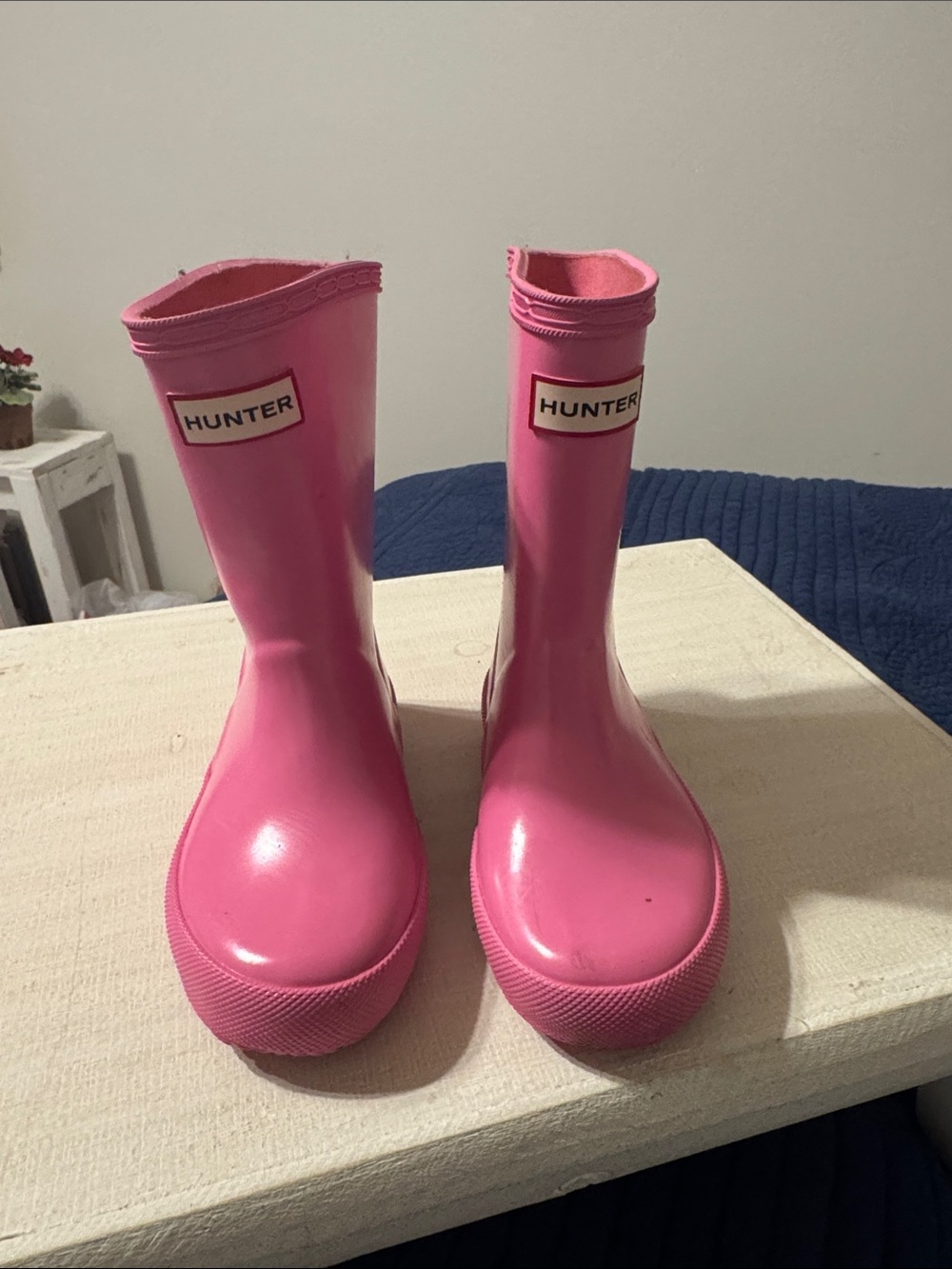 Hunter Kids Hot Pink Waterproof Rain Boots UK8 (US 8)